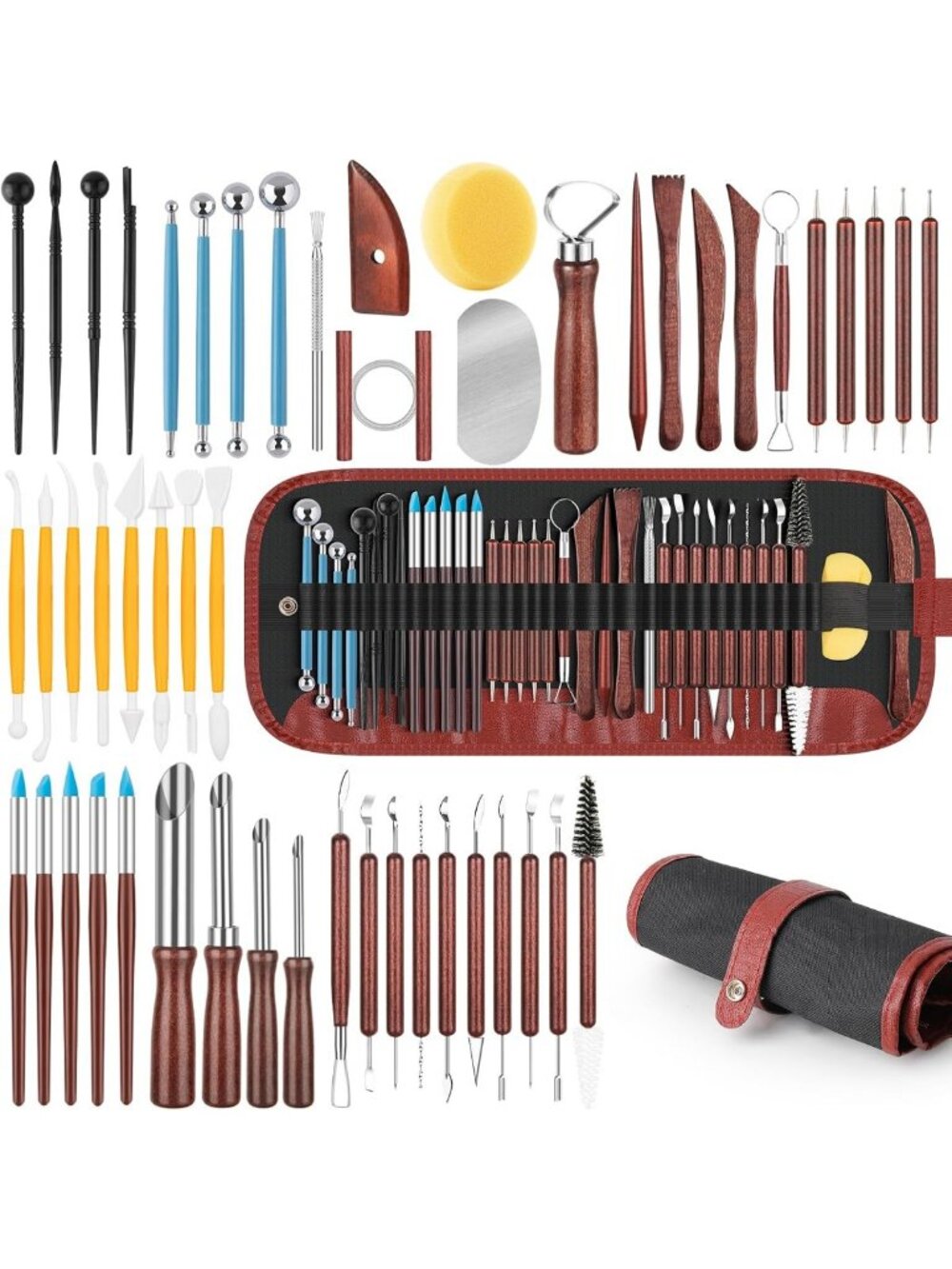 52PCS Pottery Tools Kit - Sculpting, Clay Carving, Molding & Shaping Supplies
